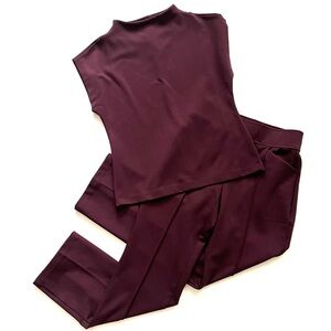 Talbots Passport Ponte 2 Piece Set Pants and Top in Rich Burgundy - Sz XS